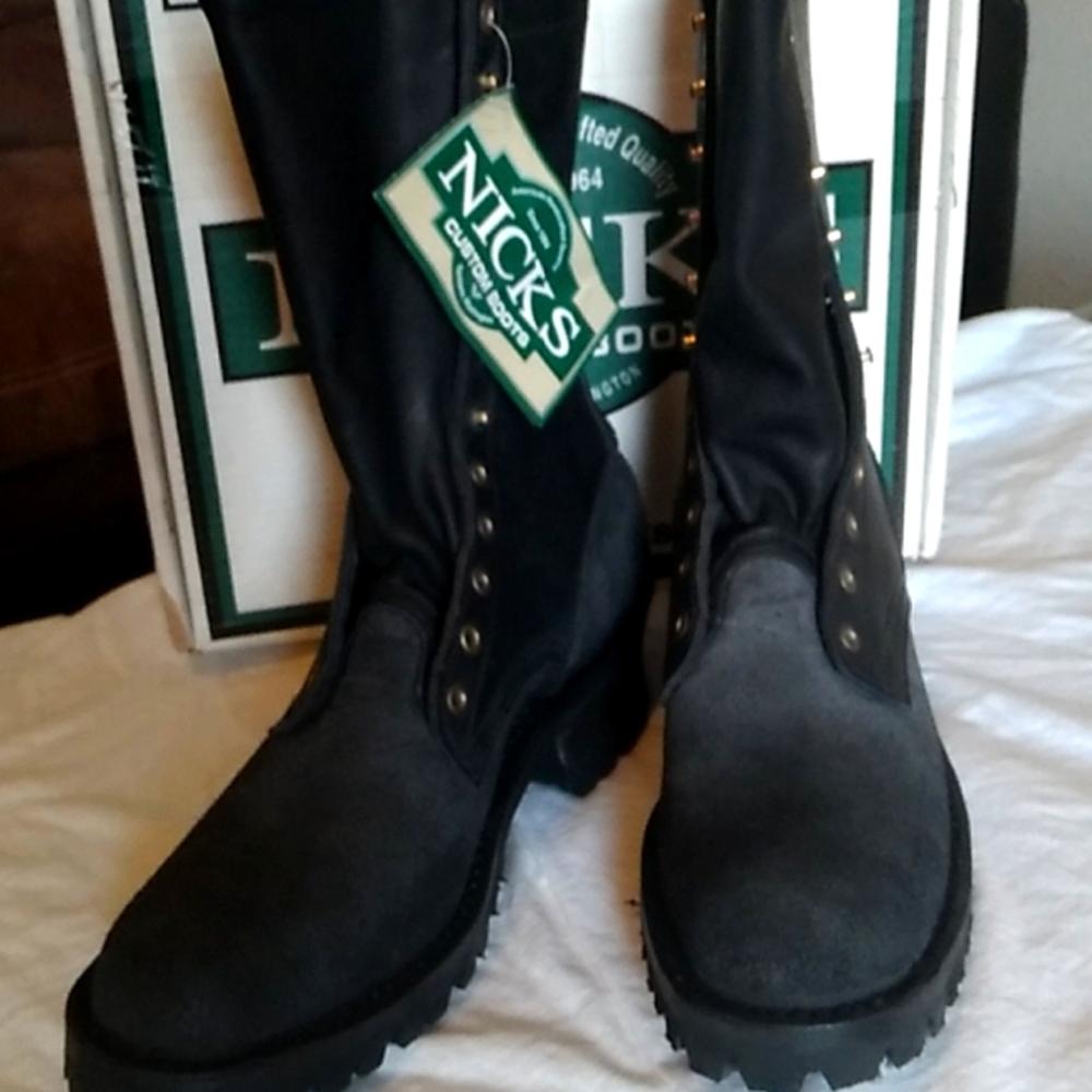 COPY - Nick's Boots,black leather sueded,never worn,12 1/2 AA.